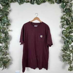 Carhartt Basic Front Pocket Loose Fit Short Sleeve Shirt Burgundy Men’s Size L